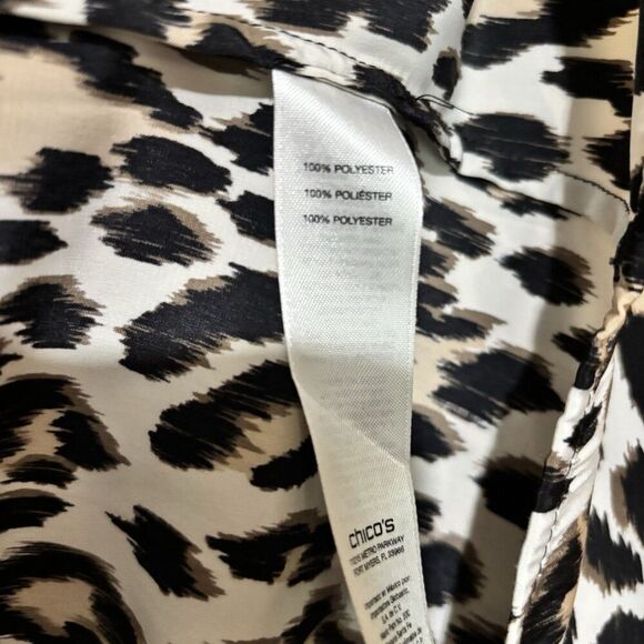 Chicos Top Womens XL 3 Multicolor Animal Print Collared Button Up Blouse - Picture 8 of 9